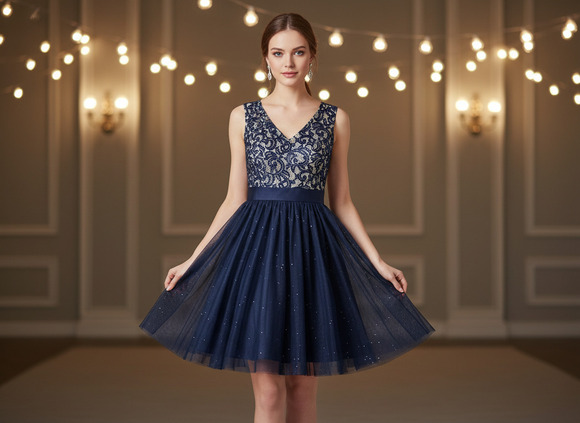 Jessica Howard Dresses & Skirts - Jessica Howard Navy Lace Sequin Cocktail Dress Sz 10 NWT